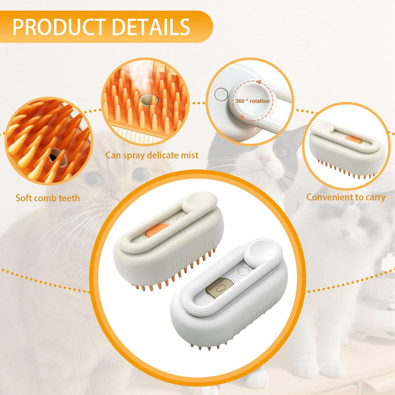 Pack of 2 cat brushes with steam, 3-in-1 steam brush cat, steam cat cleaning brush, multifunctional dog steam brush, self cleaning steamy cat brush, for cats and dogs for hair removal. 2 pieces - BeesActive Australia