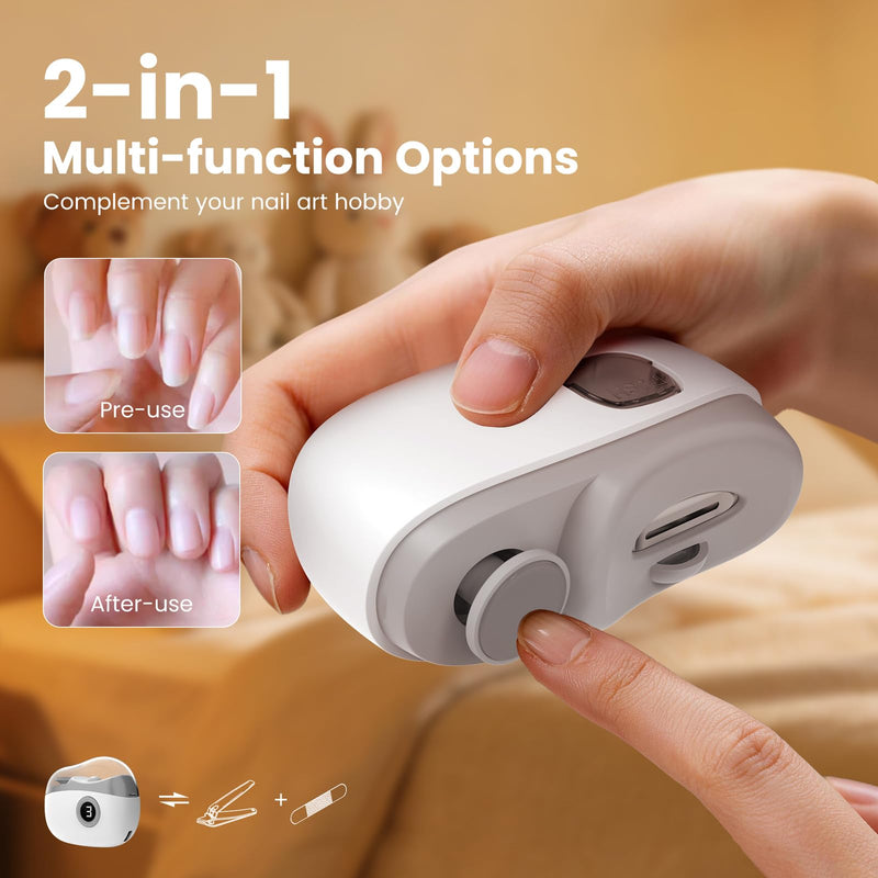 Electric Nail Clipper with LED Light, Safe 4 in 1 Baby Nail Clippers with LED Screen, 3 Speed, USB-C, Debris Collection, Multi-Function Electric Nail Trimmer for Seniors, Adults, Arthritis, Kids