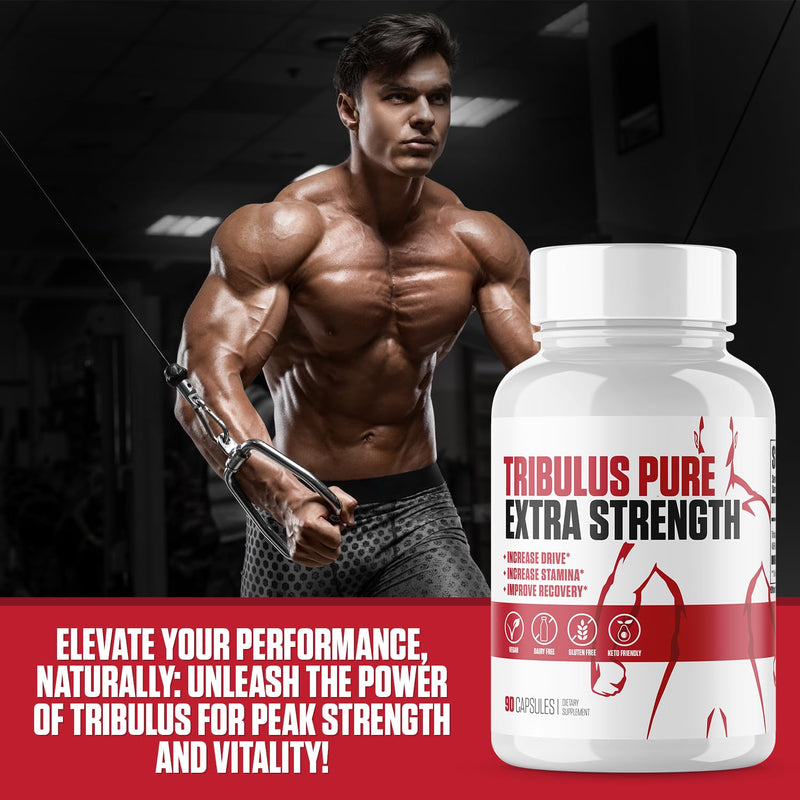 Tribulus Pure Extra Strength | #1 New Tribulus Terrestris Supplement for Men to Increase Strength, Better Stamina, Build Muscle & Improve Recovery | Vegan, Non-GMO & Gluten Free - 90 Capsules - BeesActive Australia