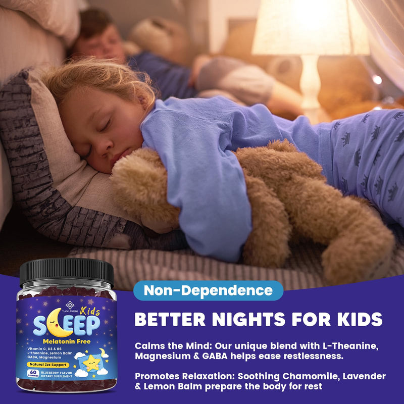 Kids Sleep Gummies - with Magnesium Glycinate, Lemon Balm, L-Theanine | Calming Relaxation, Support Natural Sleep, Quiet Mind - Berry Flavor, Non-Habit Forming 60 Count (Pack of 1)