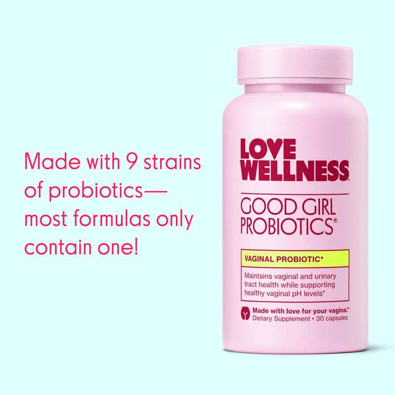 Love Wellness Good Girl Probiotics | Women‚Äôs Vaginal Health & pH Balance Supplement | 9-Strain Probiotic for Urinary Tract, Yeast, Odor & Immune Support | Gluten-Free | 30 CT, 30-Day Supply Good Girl Probiotics (30 Day Supply)