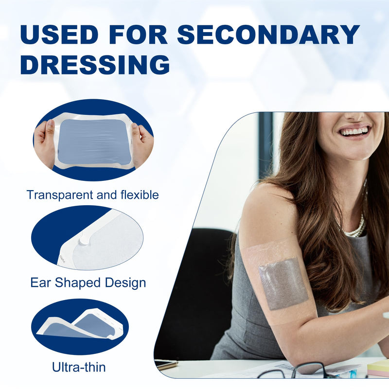 Transparent Film Dressing 6'' x 8'', 20 Packs Waterproof Wound Bandage Adhesive Patches, Wound Cover Patches for Post Surgical Shower, IV Shield, Tattoo Aftercare Bandage 6"x 8"(20 PCS) - BeesActive Australia
