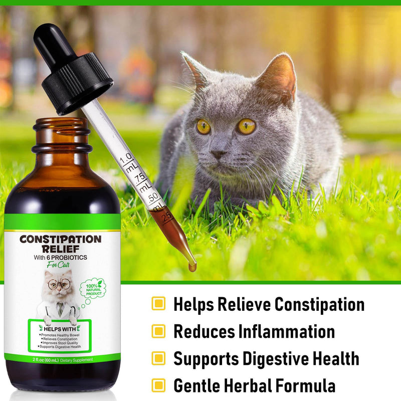 Cat Constipation Relief, Liquid Cat Laxative 60 ml, Cat Stool Softener Pet Herbal Supplements, Promotes Digestive Health, Roast Chicken Flavour, 2 fl oz - PawsPlanet Australia