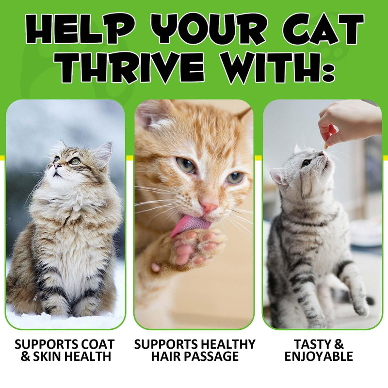 Hairball Treatment for Cats & Kittens, Cat Hairball Support Treats Crunchy & Creamy Chews, Furball Control, Skin & Coat, Hair Ball Relief,Help Eliminate and Prevent Hairballs - 100G, All Breed Sizes