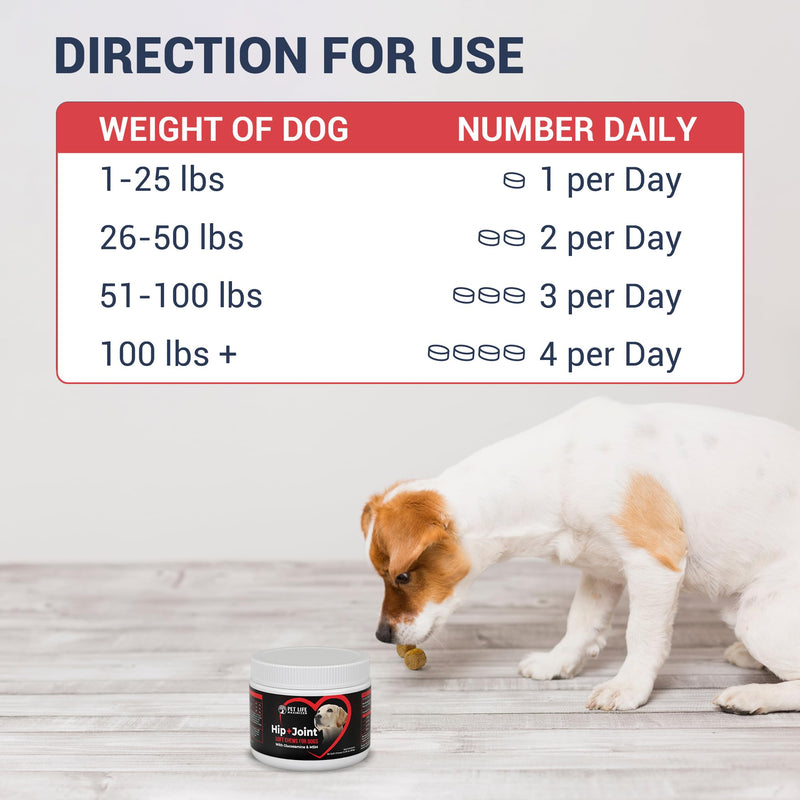 3-in-1 Joint Supplement for Dogs - with Glucosamine, MSM & Green Lipped Mussel - Daily Mobility Support for Small, Medium, Large, and Senior Breeds - Chicken Flavor - 60 Soft Chews