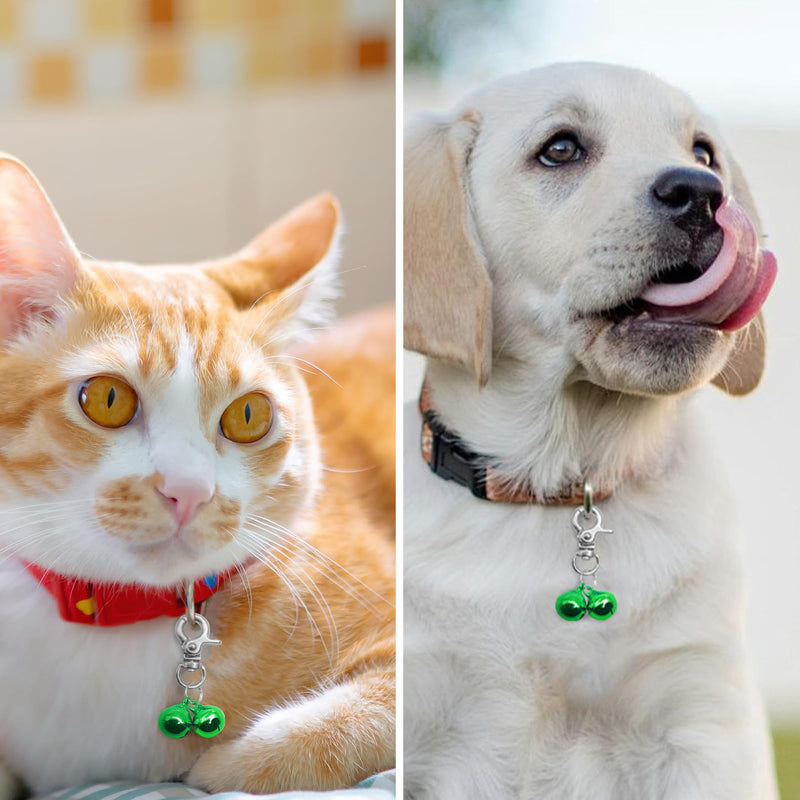EXPAWLORER 2 Pack Cat Bell - Dog Cat Collar Bell Loud, Pet Jingle Bells Training Charm Pendants Jewelry Small Bells for Dog Cat Collar Necklace, Green 2 bells - BeesActive Australia