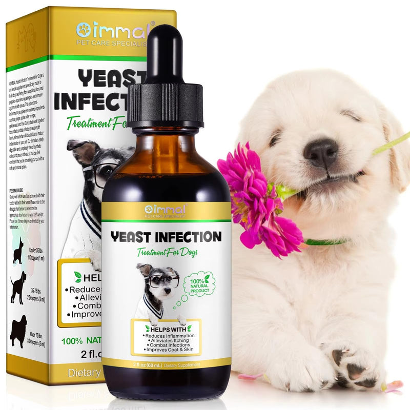 Yeast Infection Treatment for Dogs 60ml - Natural Antifungal Liquid for Itchy Skin, Ears & Paws, Fast Acting Dog Yeast Relief Drops
