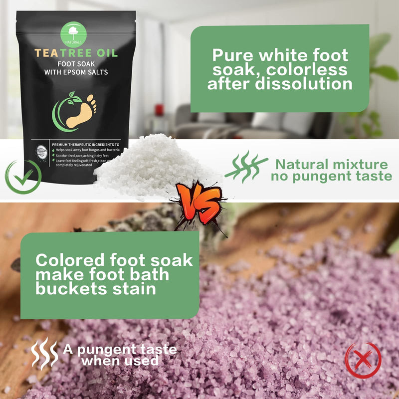 Tea Tree Oil Foot Soak with Epsom Salt - Pedicure Foot Spa for Toenail Fungus Treatment, Nail Discoloration, Stubborn Foot Odor and Itchiness -16 oz - BeesActive Australia