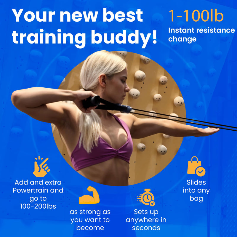 The PowerCube Resistance Band Set & Gym Equipment System – An American Invention - Multi-Level Elastic Bands for Exercise Training - Heavy Duty Fitness Workout Tubes - Adjustable 80lb Tension with Anchor Deluxe Kit - 4ft.