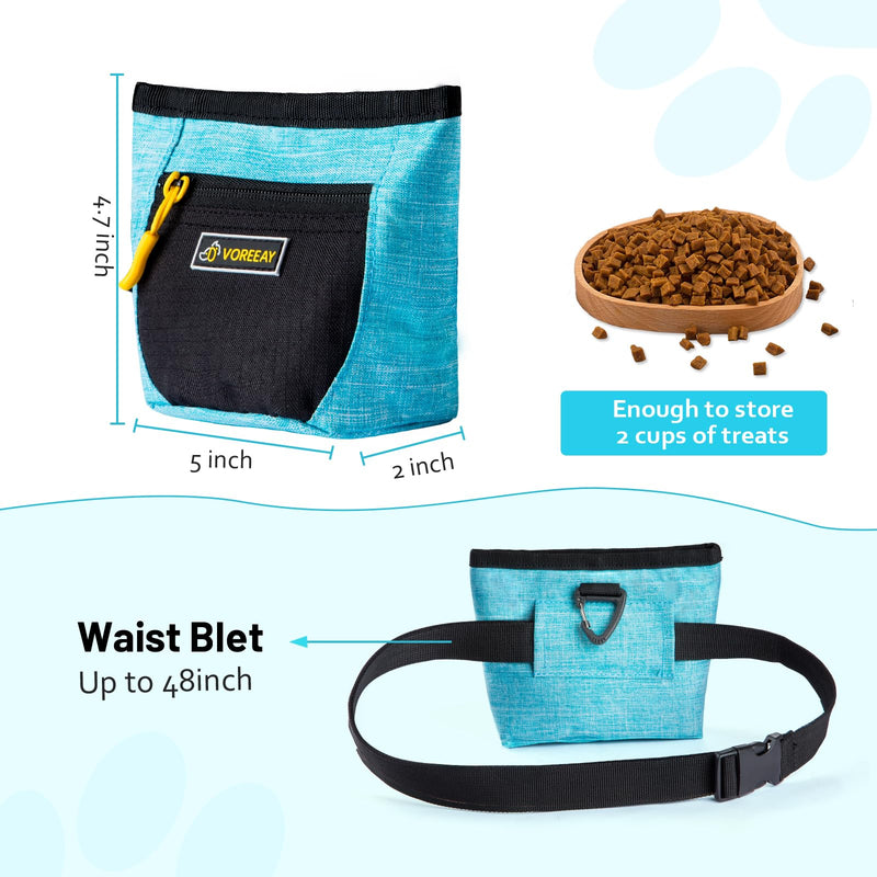 Dog Treat Pouch, Treat Pouches for Pet Training with Dog Training Clicker, Dog Training & Behavior Aids with Magnetic Opening Hands-Free Design and Clip Waist Belt for Pet Walking Training -Black/Blue - BeesActive Australia