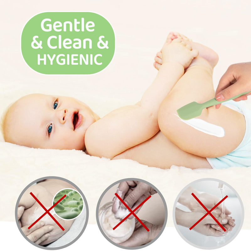 Baby Diaper Cream Spatula 3 Pack Diaper Spatulas Soft Silicone Diaper Cream Applicator Baby Butt Paste Spatula Brush with Suction Base,Full Size(Gray+Off-white+Green Gray+Off-white+Green - BeesActive Australia