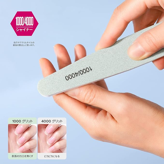 Teenitor Nail File Set Professional Nail Buffer Nail File for Nail Polish Gel Nail 150 180 240 100/180 200/280 1000/4000 Grit 6 Pcs - BeesActive Australia