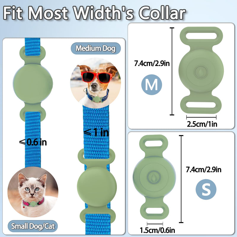 Waterproof Airtag Dog Collar Holder Compatible with Apple AirTag, Silicone Waterproof Air Tag Case for Dog Collar, Anti-Lost AirTag Holder for Pet Cat Dog GPS Tracker (Green) Green M - BeesActive Australia