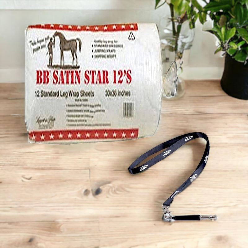 BB Satin Star Cotton 12 count - Leg Wrap Vet Wrap for Horses with Moofin SS Pet Training Whistle, Soft Breathable Fabric, Machine Washable, Multipurpose Use, Durable Vet Wrap [2-Pack] - BeesActive Australia