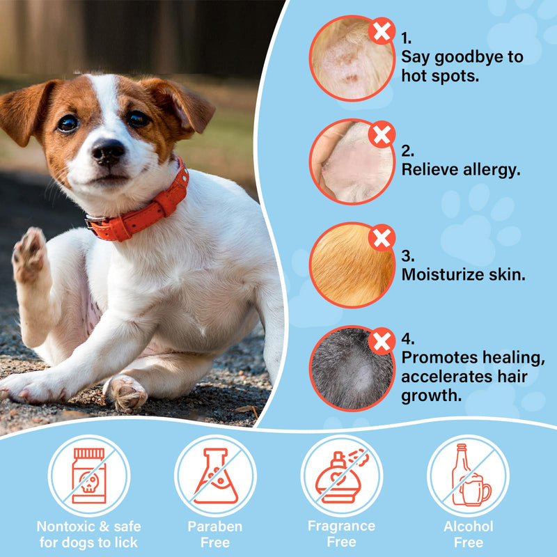 Dog Skin Repair Roll-On Serum – Natural Hot Spot & Red Spot Relief with Coconut Oil – Soothes Itchy, Dry & Irritated Skin, Supports Fur Regrowth – Lick-Safe, No-Rinse Pet Skin Care for Dogs & Cats