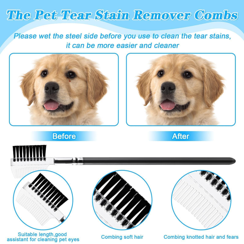 6 Pieces Dog Eye Combs Tear Stain Removal Combs Pets Grooming Combs Kit Flea Comb for Small Dogs Removing Knots Crust Mucus Blue - BeesActive Australia