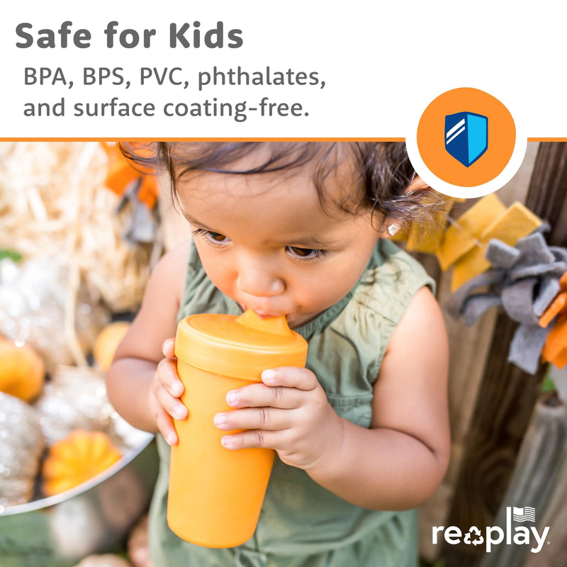 Re-Play Sippy Cups for Toddlers - 10 Oz. Reusable Spill Proof Cups for Kids, Dishwasher/Microwave Safe - Made in USA - Set of 4-3.13" x 6.25" - True Blue