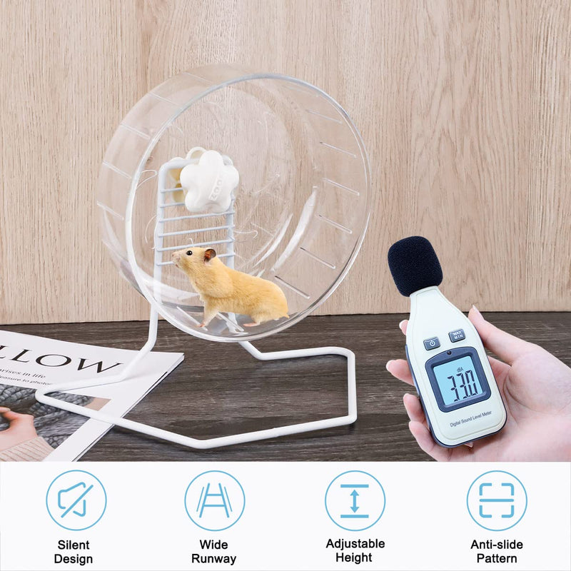 6.7inch Hamster Exercise Wheel, FHDUSRYO Transparent Hamster Running Wheel with Metal Stand, Silent Spinner Hamster Wheel, Pet Running Toy Cage Accessory for Small Animals, Mice Rat, Hedgehog - BeesActive Australia