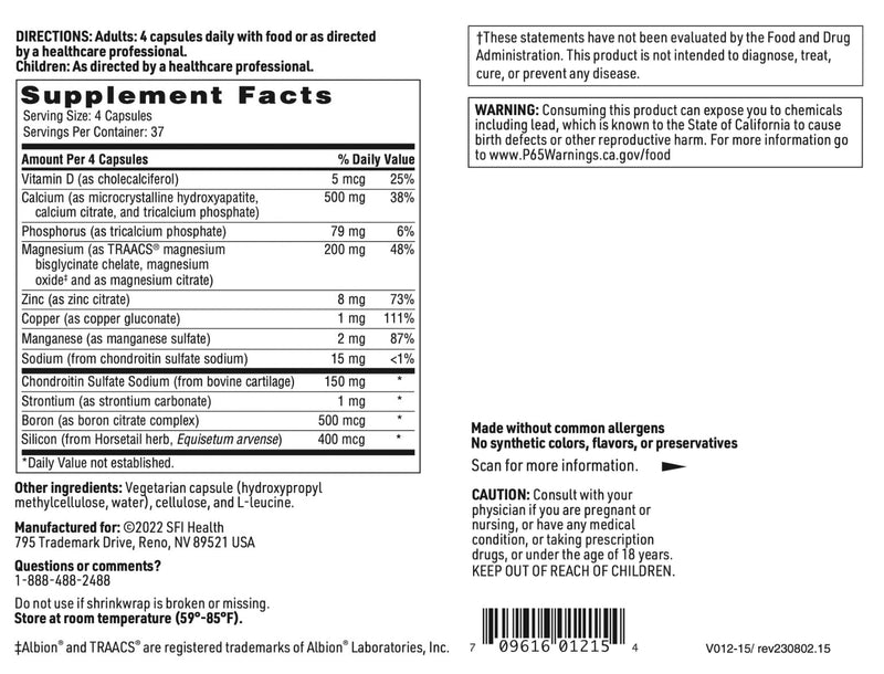 SFI Health Klaire Labs Cal-Assimilate Plus - Triple Calcium Bone Support Complex with Vitamin D3, Key Minerals & Chondroitin Sulfate, Hypoallergenic & BSE-Free (150 Capsules) (Pack of 2) 150 Count (Pack of 2)