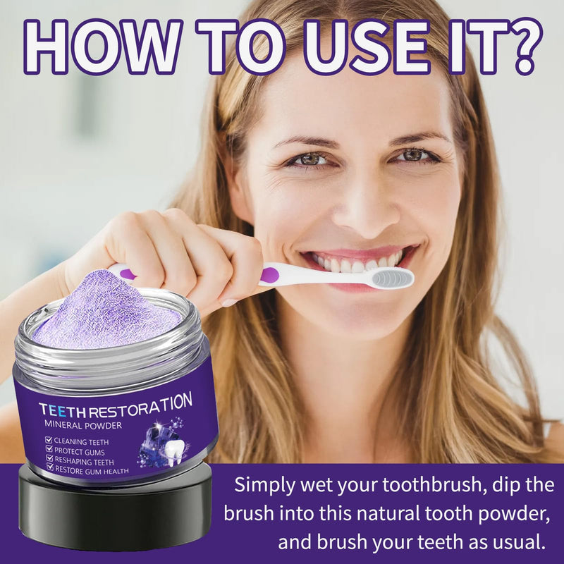 Teeth Restoration Mineral Powder - Restoration Mineral Tooth Powder Toothpaste, in Strengthening Teeth and Gums, Protect Gums and Freshen Breath, for Coffee, Tea and Tobacco Stains-50g 1.76 Ounce (Pack of 1)