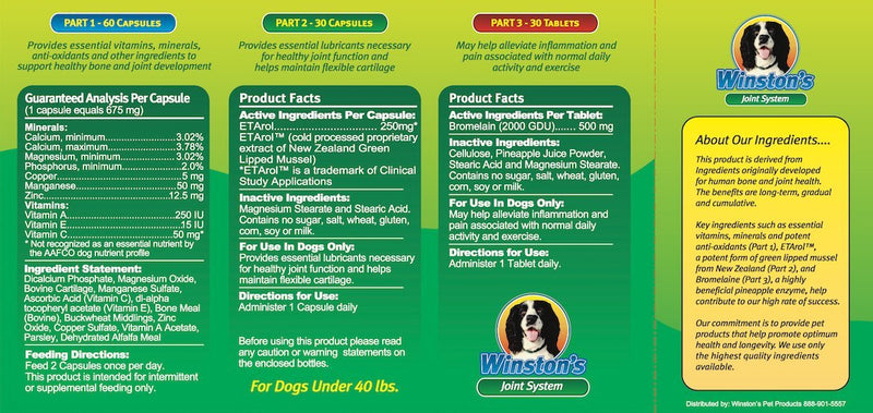 Joint System - for Smaller Dogs Under 40 Pounds - 100% Natural Whole Food Supplement System for Arthritis, Hip Dysplasia and Joint + Pain Relief - One Month Supply - Since 1992 - PawsPlanet Australia