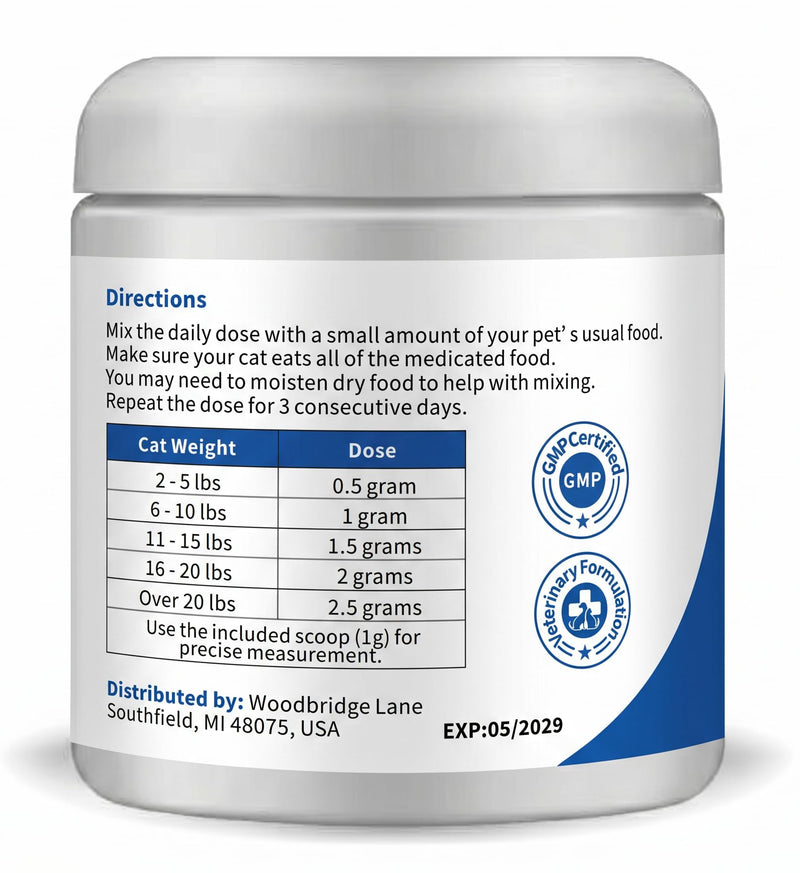 (praziquantel/pyrantel pamoate) Broad Spectrum Dewormer Powder for Cat & Kitten, Tapeworms, Roundworms & Hookworms, 100g