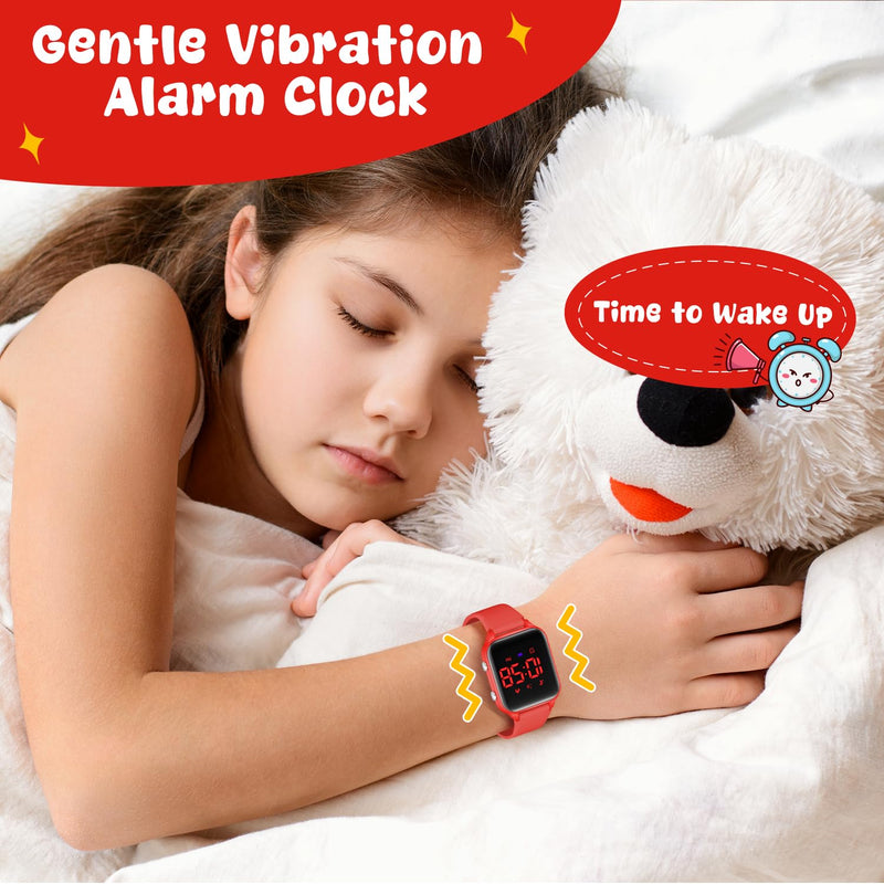 Kids Digital Watches for Boys Girls, Sports Watch with Fitness Tracker, Pedometer, Alarm Clocks, Stopwatch, No App Needed Waterproof Kids Watch, Gift for Teens Student Girls Boys Ages 5-14 L6615E-Red - BeesActive Australia