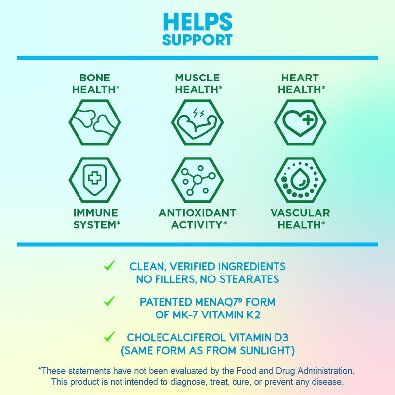 BioEmblem Vitamin D3 K2 Capsules (5000IU and 200mcg) - Patented MK7 and MK4 for 3-in-1 Complex Support - Vegetarian Vitamin D K2 Supplement for Teeth, Heart, Immune System - Non-GMO, 90 Caps | 3-In-1 Complex With Patented MenaQ7 for Calcium, Bone, Teet...