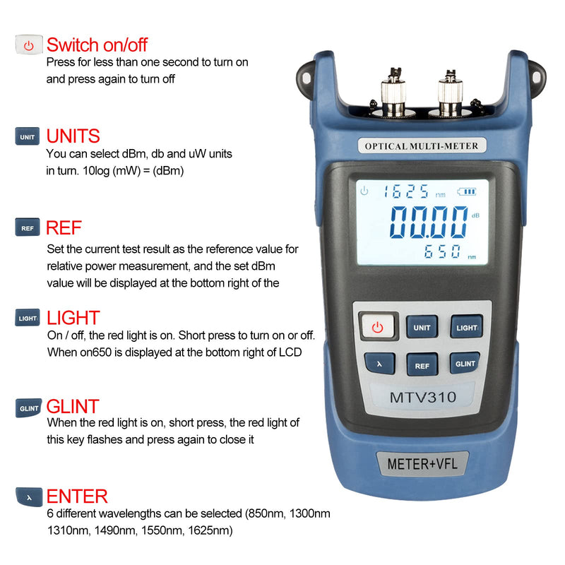 uxcell Fiber Optical Power Meter with Light Source SC FC Connector Optic Test Equipment for CCTV Communication Engineering -70 to 10 dBm - BeesActive Australia