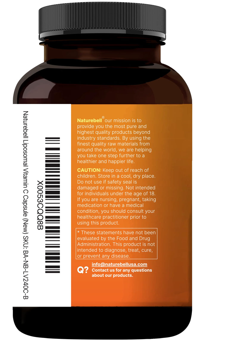 NatureBell Liposomal Vitamin C 2,000mg Per Serving, 240 Capsules | Fat-Soluble Vitamin C – Daily Vitamin Supplement for Men & Women – Non-GMO, Gluten Free 240 Count (Pack of 1)