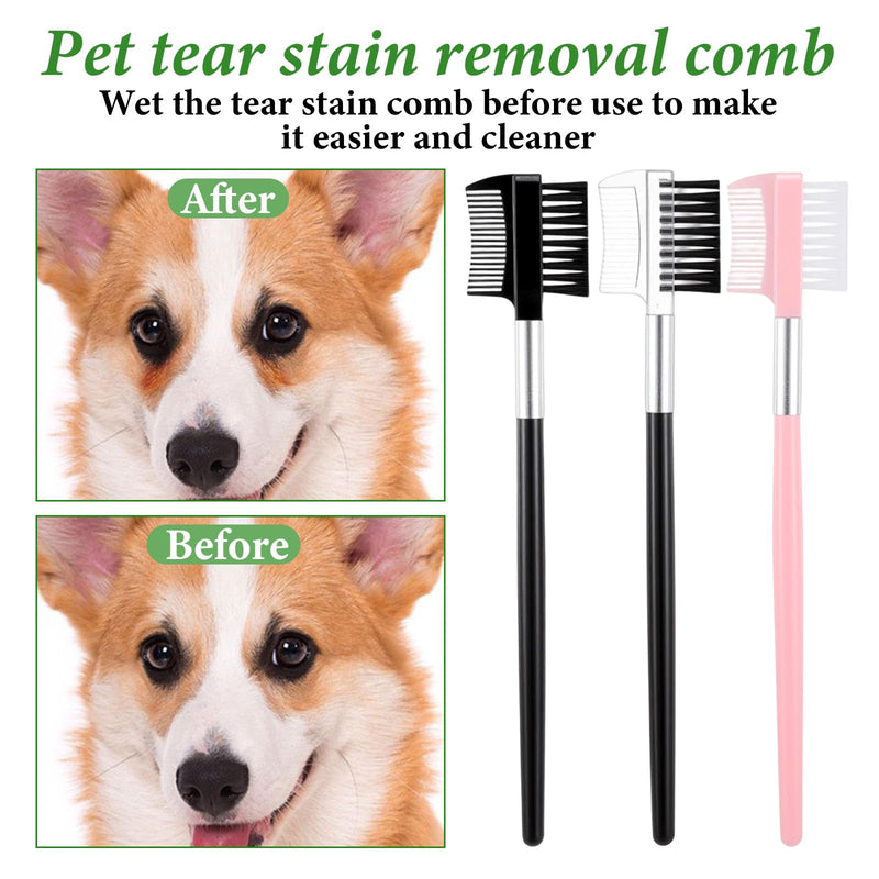 5 Pcs Dog Eye Comb for Gunk Small Dog, Double-Ended Dog Tear Stain Comb, Dog Face Comb for Small Dogs Grooming and False Eyelashes Separation