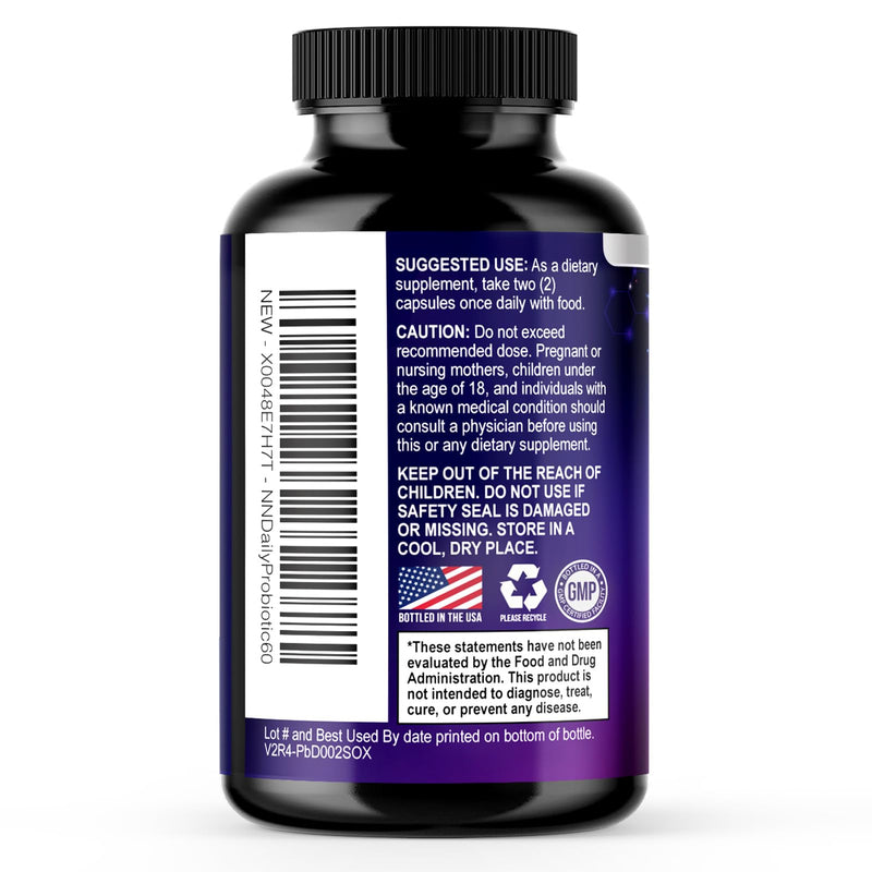 Probiotics 100 Billion CFU Per Serving - 10 Premium Strains + Prebiotics - Best Probiotic Supplement for Women & Men - Supports Immune, Digestive Health, Occasional Constipation & Gas - 60 Capsules 60 Count (Pack of 1)