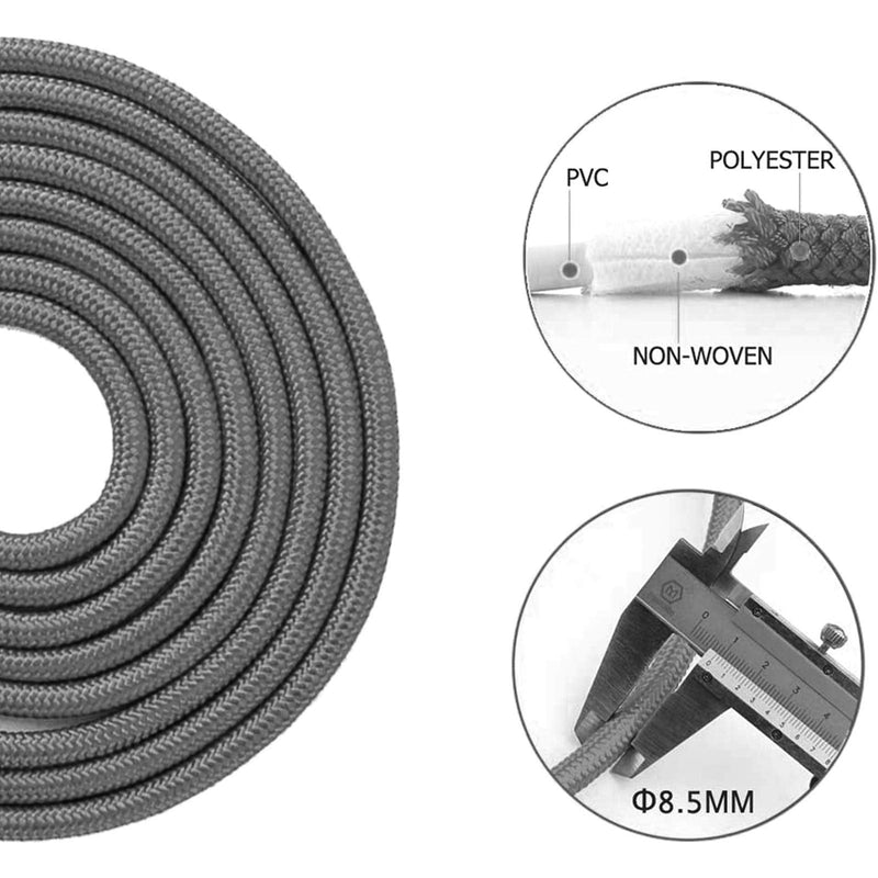 Redify Weighted Jump Rope for Workout Fitness(1LB), Tangle-Free Ball Bearing Rapid Speed Skipping Rope for MMA Boxing Weight-loss,Aluminum Handle Adjustable Length 9MM Fabric Cotton+9MM Solid PVC Rope Grey