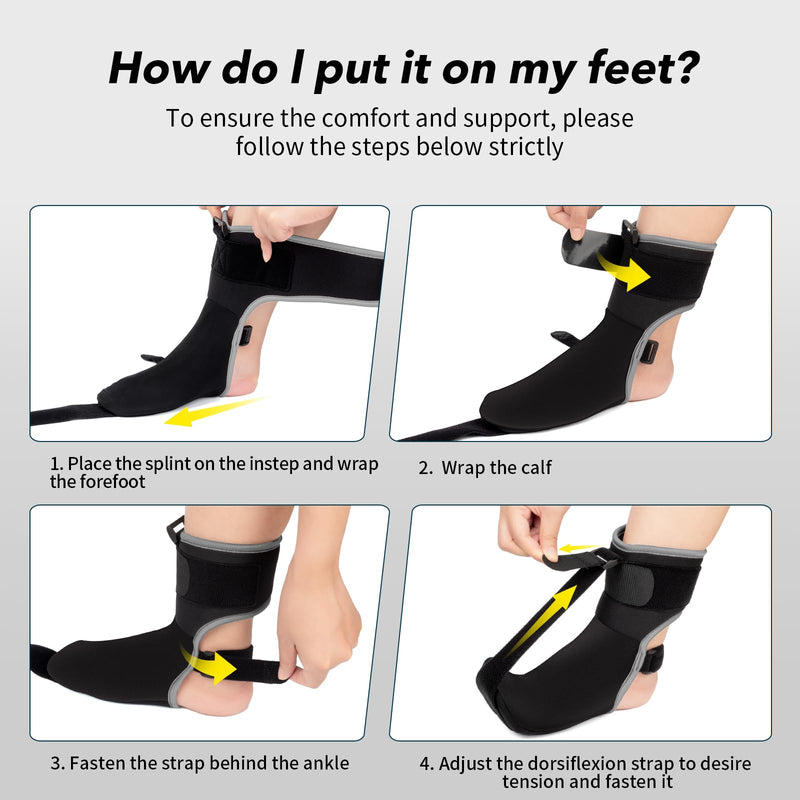 Plantar Fasciitis Night Splint Sock with Massage Ball for Tension Relief, Alleviate Pain from Plantar Fasciitis, Arch Pain, Heel Spur, Foot-drop and Achilles Tendonitis, Soft and Comfortable Foot Brace for Men and Women, Small-Black