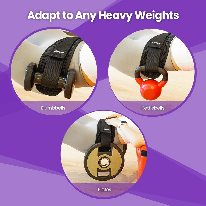 Hip Thrust Belt, Balency Hip Thrust Belt for Dumbbells Heavy, Booty Belt for Hip Thrust, Slip-Resistant Padding Hip Thrust Belt for Gym or Home Workouts, Hip Thrust Band for Dumbbell Kettlebell Plate Black