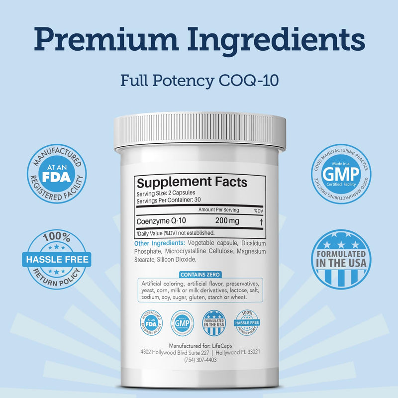 LifeCaps CoQ10 200mg - Ultimate CoQ10 - Ultra High Absorption Q10 Supplements - 60 Count 1