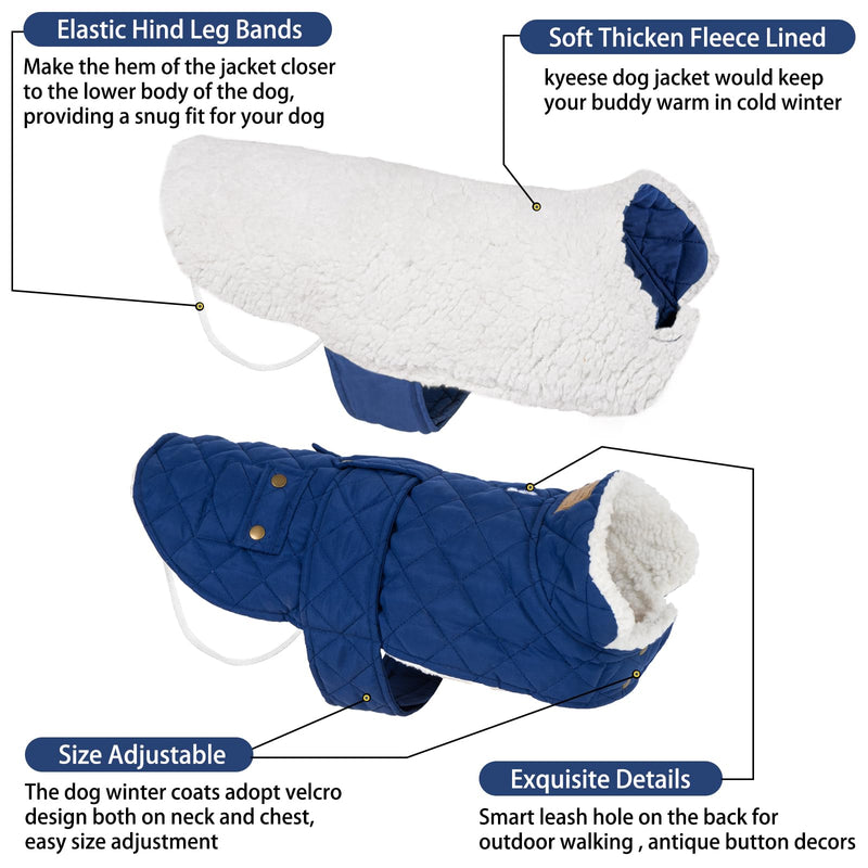 KYEESE Dog Coats Winter Dog Jacket Padded Sherpa Windproof Warm Dog Coats with Leash Hole Dog Clothes X-Large 1# Blue - BeesActive Australia