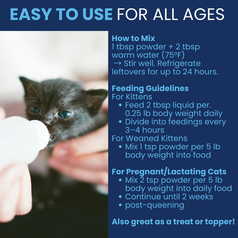 Under the Weather Kitten Milk Replacer Powder + Colostrum | Kitten Milk Replacement Formula | Nutrient-Rich Formula with Colostrum for Immune & Digestive Support – 12 oz Cat / Kitten Milk