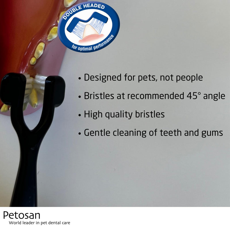 Petosan Double-Headed Toothbrush for Large Dogs - Effective Dental Care, Reduces Plaque and Tartar, Veterinarian Approved (16+kg) 1 count (Pack of 1)