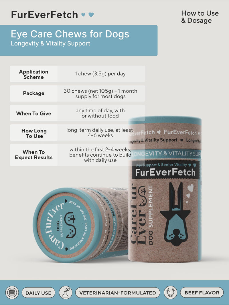 Supplement Treats for Senior Dogs ~ Eye & Brain Function, Immune Health, Overall Vitality & Longevity for Aging Dogs. Enriched with Breakthrough Active Ingredients (30 Days Supply)