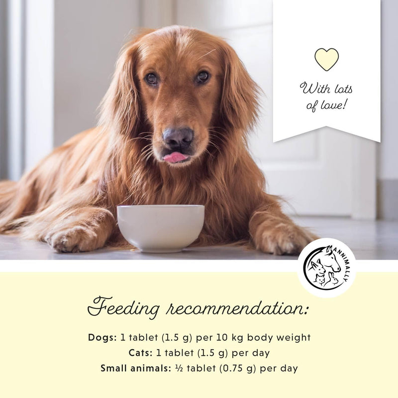 Annimally Brewers Yeast Tablets for Dogs, Cats & Small Pets 100 pcs. - Daily Supplement to Support a Normal-Looking Coat, Made in Germany