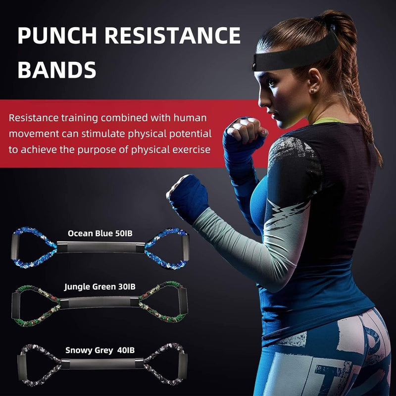 Boxing Training Equipment, Resistance Bands for Shadow Kicking Punching Exercise Accessories for Full Body Workout Home Gym Men and Women 30Ib - BeesActive Australia