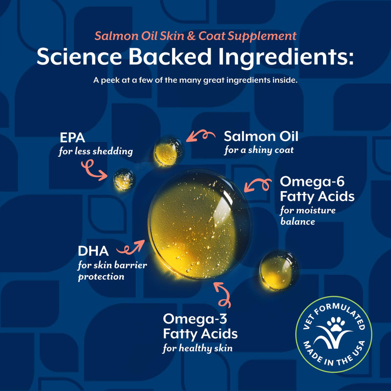 NaturVet Salmon Oil Skin & Coat Supplement for Cats, Savory Salmon Flavor, 8.75 fl oz