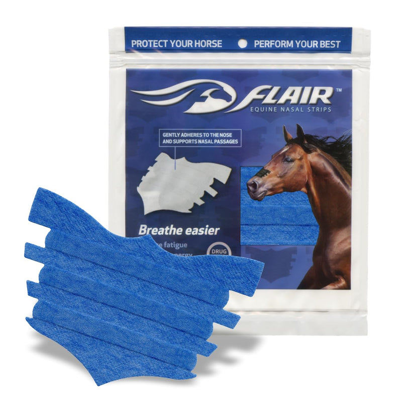 Flair Equine Nasal Strips for Horses (Blue, 1 Pack), Adhesive Equine Nasal Strips & Support, Breathing Improvement for Competition and Training Horses, Equine Health Supplies, Breathing Aid