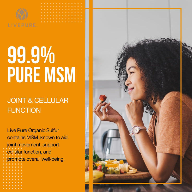 PURE | Organic Sulfur MSM | 180 Capsules | Premium MSM Powder for Joint Health | MSM Powder for Hair Growth and for Enhanced Health of Hair, Skin, and Nails | Vegan, Non-GMO, and Gluten Free - BeesActive Australia