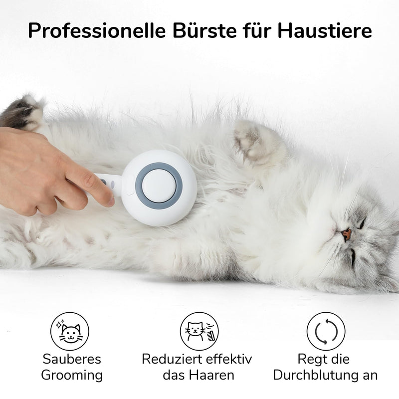 FUKUMARU Cat Brush with Steam, One-Click Cleaning Steam Brush Cat, Cat Brush with Water Tank and Spray, Anti Static Electricity and Tangle Steamy Brush for Cats Dogs, White White - BeesActive Australia