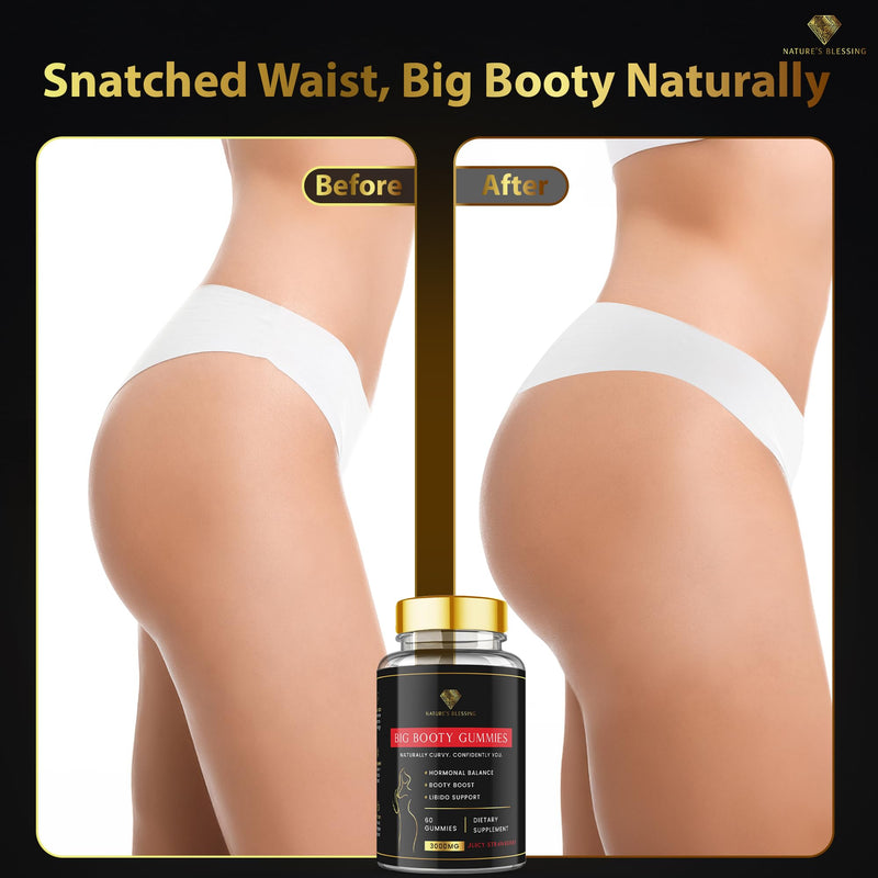 Nature's Blessing Juicy Big Booty Gummies – Sculpt Curves Naturally with Maca, Fenugreek, Wild Yam & More – Feminine Wellness, Energy & Glow - Hormonal Balance & Natural Vitality