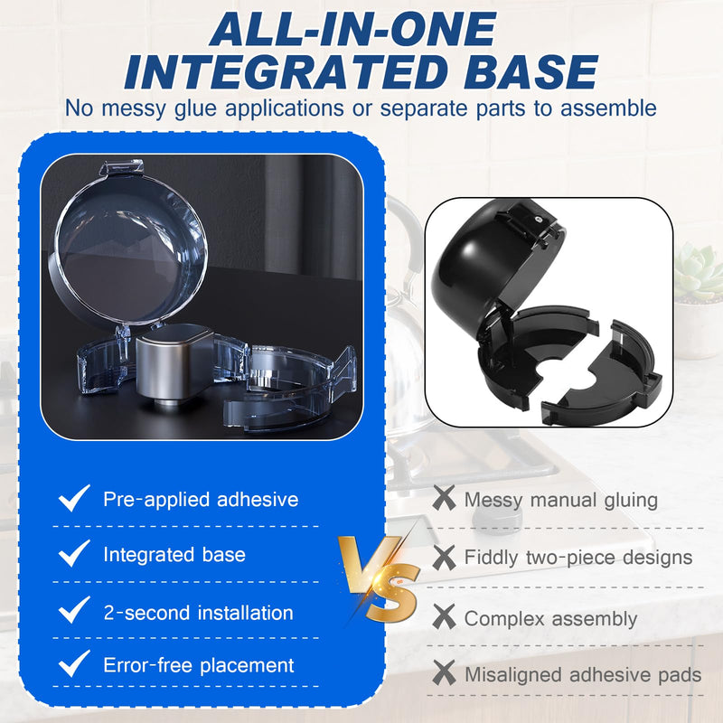 6-Pack Stove Knob Safety Covers - Gas Oven Knob Locks for Diameter Under 2.7 inch, Heat Resistant & Adhesive Base (Black) Black - BeesActive Australia