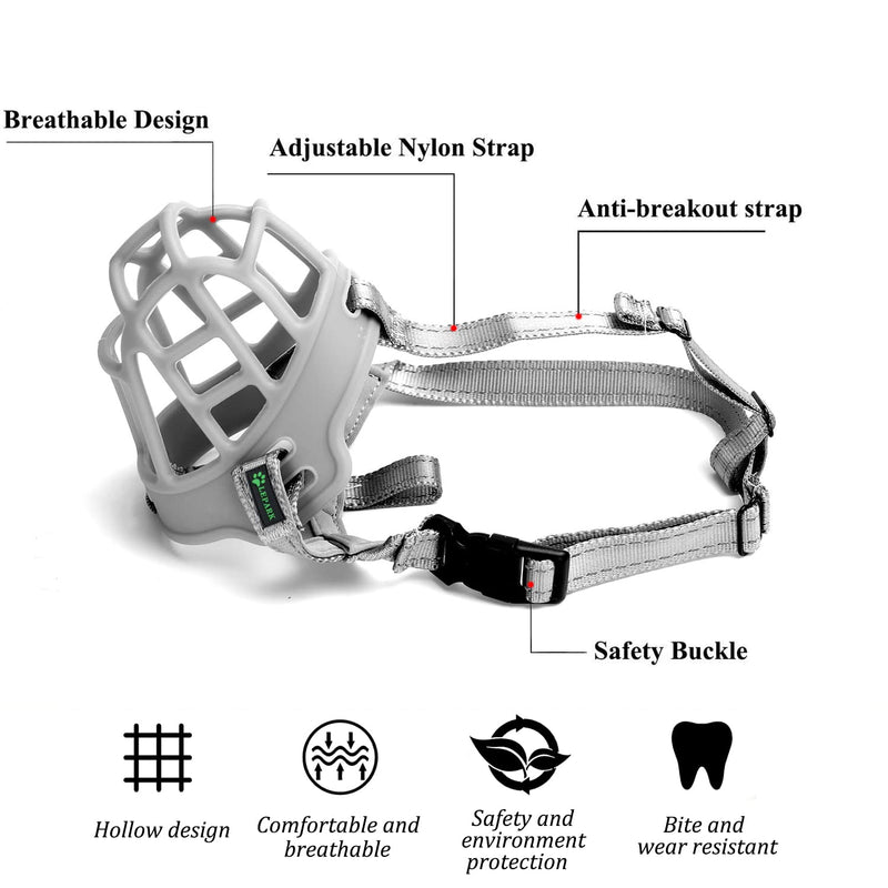 ILEPARK basket muzzle for dogs, silicone basket dog muzzles, breathable all-round coverage and adjustable straps, prevents barking, biting and chewing. (Size 3, black) Size 3 Black - BeesActive Australia