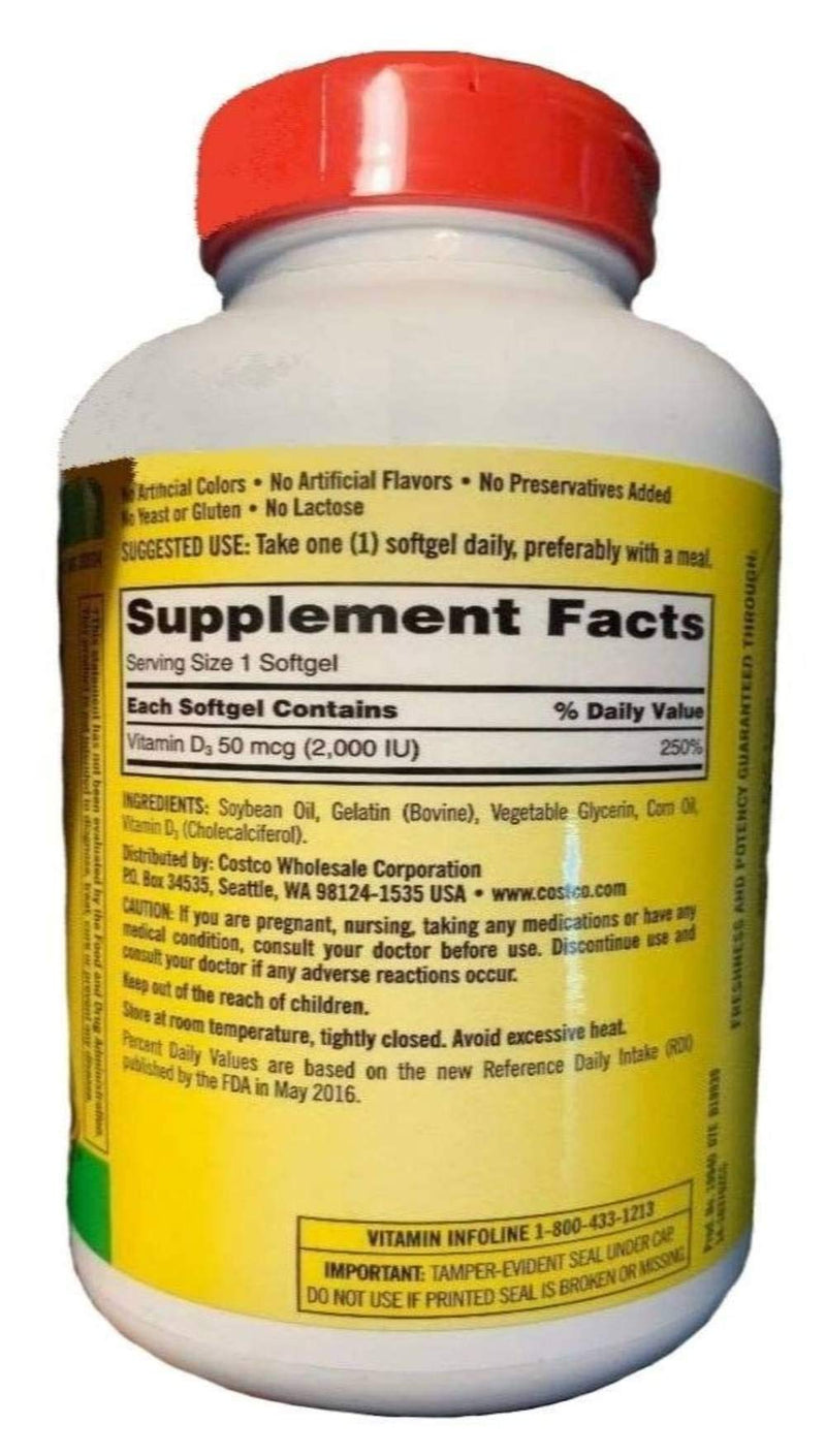 Kirkland Signature Extra Strength D3 50 mcg, 600 Softgels 600 Count (Pack of 1)